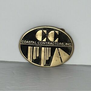 Vintage CC Coastal Contractors MCM 100% Brass Belt Buckle DynaBuckle Provo Utah